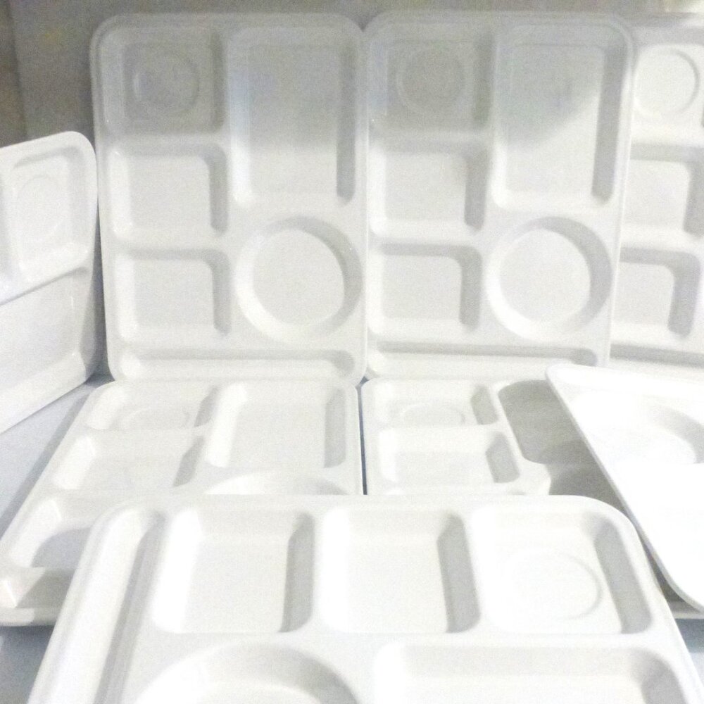 8x WHITE Texas Ware Melamine Ware DINNER TRAYS Vintage Serving Tray TV DINNER